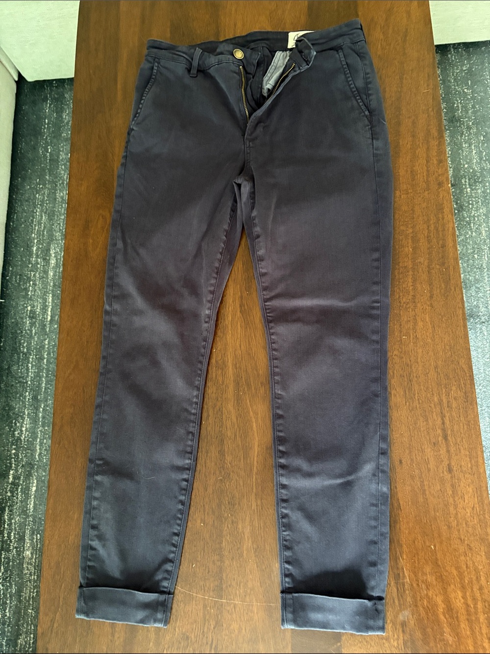 Cosmic Blue Love Dark Navy Stretch Chino Pants Women’s Size 29